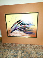 Original Mid-Century Modern Abstract Mixed Media Painting 