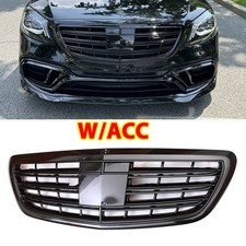 For Mercedes Benz W222 S-Class 2014-2020 Gloss Black Grille W/ACC S560 S450 S600 picture