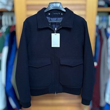 SuitSupply Pure Wool Bomber Int Jacket Full Zip Coat Navy Blue $499 Mens M EUC picture