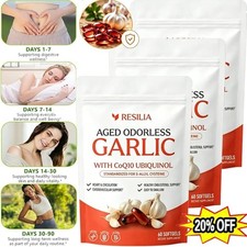 Resilia Garlic Extract 600mg Softgels (60 Count) Odorless Aged Garlic Extra picture