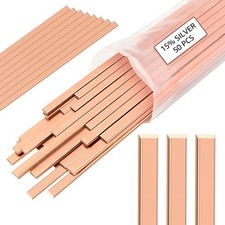 50 Sticks 15% Silver Brazing Rods AWS BCuP5 15% Silver Solder Phos Copper Bra... picture