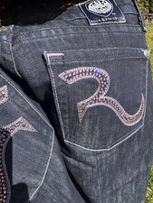 NWOT VTG Y2K Rock & Republic Kasandra Flare Jean 23 Wolf Rhinestone 32.75 Inseam picture