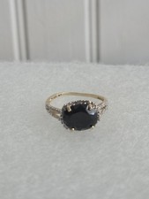 10K Solid Yellow Gold 0.16 CTW 22 Diamonds and 3.0 CTW Onyx Womens Ring picture