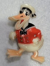 Vintage 1930s Czechoslovakia Celluloid Duck Pin Donald Sailor Red Coat 40s picture