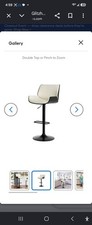 Glitzhome Adjustable Swivel Leatherette Bar Stool, White Mid-Century Modern X 2 picture
