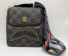 Sprayground A.I. African Intelligence Sandflower Black Shark Crossbody Bag Gold picture