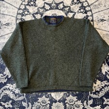 Vintage Woolrich Wool Sweater Mens XL forest green Blank Cropped Boxy Fit Fisher picture