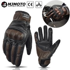 MJMOTO Goat Leather Motorcycle Gloves Touchscreen Full Finger CE Protective picture