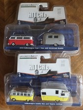 GREENLIGHT 2016 Hitch & Tow 1974 VW Type 2 Bus & Samba surf Bus 1:64  lot of 2 picture