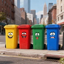 4 Pcs Funny Trash Garbage Can StickersCute Toilet Lid Decal,Adhesive ... picture