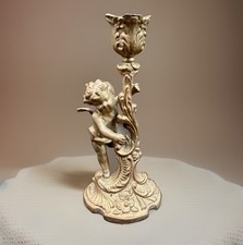 Antique 19th Century French Style Gilded Bronze Putti Cherub CandleHolder Ornate picture