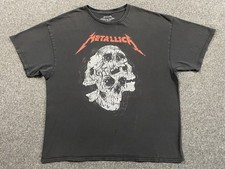 Metallica T-Shirt Mens 2XL Pushead Skull Graphic Print Metal Grunge Distressed picture