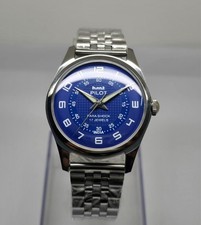 Vintage Hmt Pilot Blue Dial 17 Jewels Mechanical hand winding Transparent Back picture
