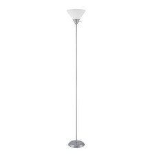 Floor Lamp 72 Inch Tall Silver Finish White Shade Living Room Decor picture