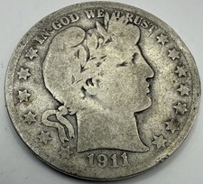 SCARCE 1911-S Barber Silver Half Dollar *Circulated Semi-Key Date* picture