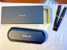 Pelikan Black Pen Set, Plastic, Gold Trim, with Original Box/Case picture