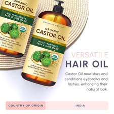 Premium Organic Castor Oil 100% Pure and Hexane-Free Cold-Pressed Beauty 16 fl. picture