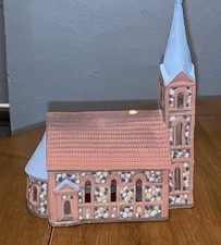 Vintage Lithuanian Clay Church Candle Holder Moliukas Handmade Pottery House picture