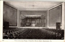 1910-20's CHANDLER MUSIC HALL VIEW SHOWING STAGE RANDOLPH VERMONT POSTCARD picture