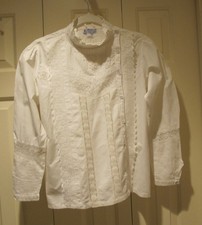 Raiment blouse~cotton Vintage 60's~Wmns Sz L~made in INDIA~white~pintuck~FREE H picture