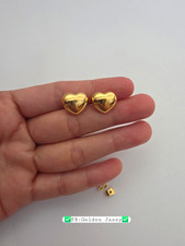 18K Real Gold Chunky Heart Stud picture