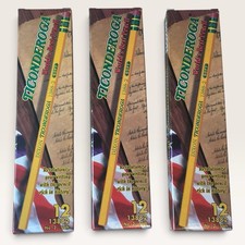 Lot 3 Vintage Dixon Ticonderoga Pencils 13882 No. 2 Soft 12 Count USA NIB NOS picture