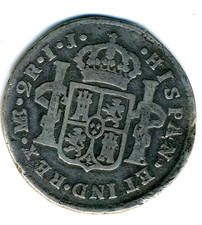 Spain Peru 1800 Lima 2 Reales Charles IV - Assayer IJ - KM 95 picture