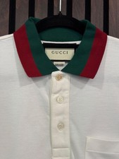 Gucci White Polo Men’s Size Medium Green Red Collar picture