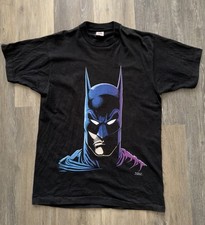 Vintage 1989 Batman Big Facd DC Comics Black Graphic Tee Men’s L picture
