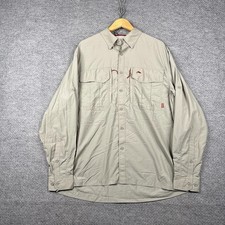 Simms COR3 Shirt Mens Large L Tan Button Up Long Sleeved Vented Guide Fishing picture
