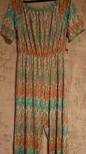 Tacera Women’s Multicolor Geometric Off-the-Shoulder Short Sleeve Jumpsuit L picture