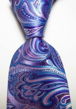 New Classic Paisley Purple Pink Blue JACQUARD WOVEN Silk Men's Tie Necktie picture