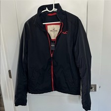 Hollister Navy Blue Windbreaker Jacket with Red Accents L picture