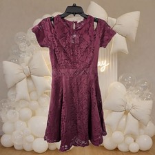 Allara Mini Dress Burgandy Lace Cutout Cold Shoulder Sleeve/Back - Juniors Small picture