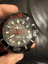 Torgoen T43 Red Diver 44mm Swiss Ronda Quartz Sapphire 200M Black Silicone picture