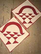 Antique Red And White Weave Block Squares picture