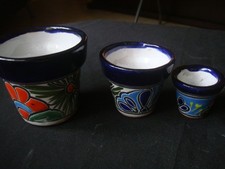 Set of 3 Mexican Talavera pottery art Planters Garden decore Kitchen Art picture