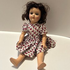 Vtg 1950’s Ideal Toni Doll 15” P 91 With Floral Dress Brunette Blue Eyes picture