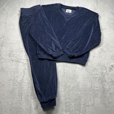Madewell MWL Velour Sweatshirt Jogger Set Women Navy Blue Loungewear L picture