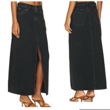 NEW Agolde Leif Front Slit Denim Maxi Skirt Spider Black Size 32 Casual $238 picture