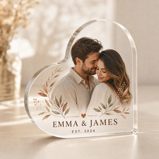 Personalized Couple Photo Heart Acrylic Plaque Custom Names Anniversary Gift picture