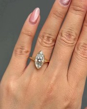 Wedding Ring 2.50 Ct Marquise Cut Simulated Diamond 14K Yellow Gold Plated VVS1 picture