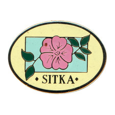 Sitka Alaska Pink Flower Vintage Lapel Pin picture