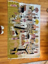 Mid-Century Vintage Egyptian Pictorial Kilim Tapestry (Harrania Kerdassa Flk Art picture