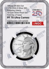 2026 S Silver Enduring Liberty 50C NGC PF70 Ultra Cameo First Day Issue #2830  picture