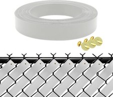 Chain Link Fence Privacy Slats Tape w/ Brass Fasteners, White, 1.8 in x 250 ft picture