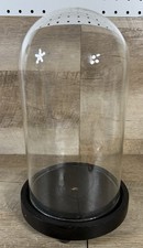 Antique European Glass Fitted Cloche Wood Base Ball Feet 11 7/8” H picture
