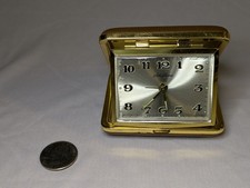 Vintage Seth Thomas Gold Travel Alarm Clock - Fold-Up Clamshell Case, Germany picture
