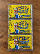 👑 3 FACTORY SEALED 1999 Topps Pokemon Series 1 Packs Rare Vintage 👑 picture