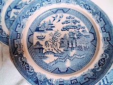 Antique Podmore Walker Blue Willow Ironstone Plates x8 c.1834-1859 - FREE FedEx picture